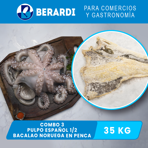 Bacalao Noruego y Pulpo Español 35 KG de Productos Premium para Comercios